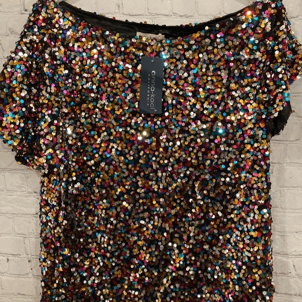 Anna Kaci Multicolor Sequin Top